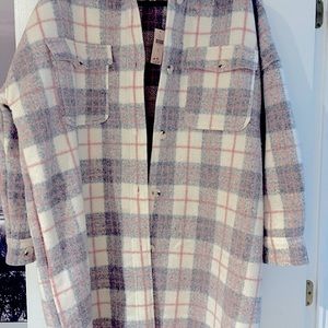Anthropology “If by the Sea” Bobbie plaid long coat